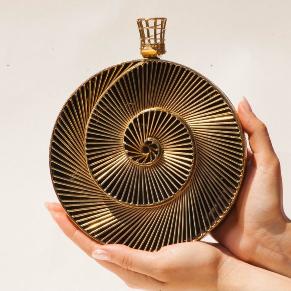 Ramla Gold Spiral Shell Clutch